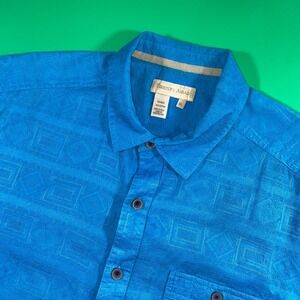Territory Ahead Men's XL Blue Geometric Pattern Short Sleeve Button Down Shirt